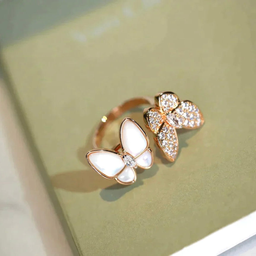 [Olivia JW]TWIN BUTTERFLY DIAMOND MOP RING