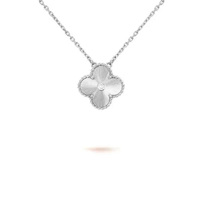 [Olivia JW]CLOVER  15MM DIAMOND LASER NECKLACE SILVER