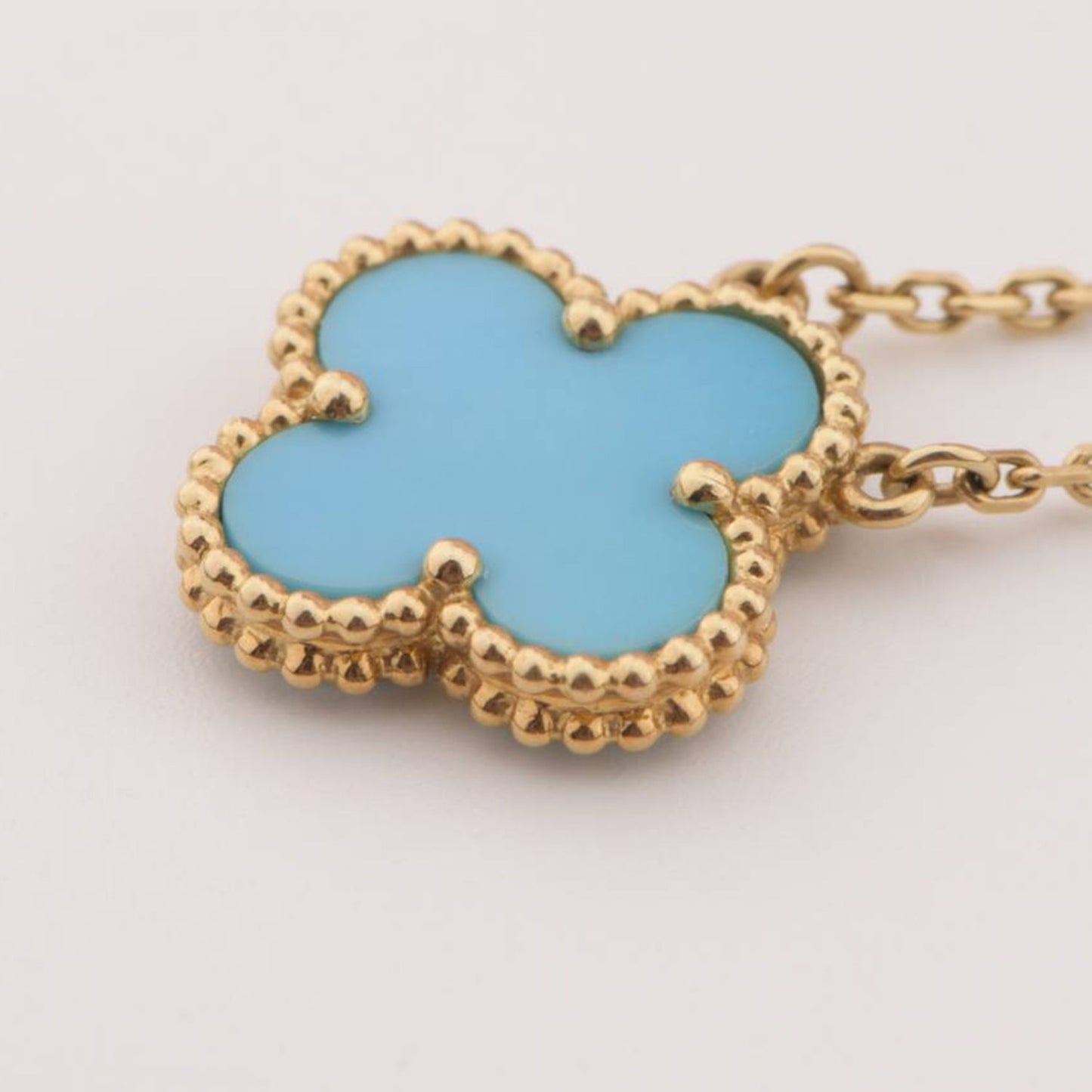[Olivia JW]CLOVER 15MM VINTAGE TURQUOISE NECKLACE