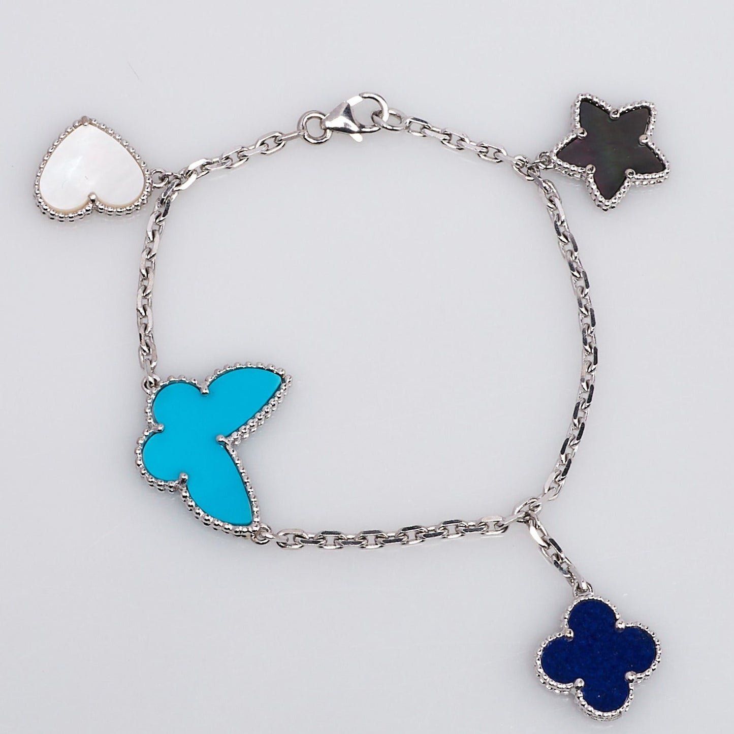[Olivia JW]LUCKY SPRING SILVER BRACELET 4 MOTIF