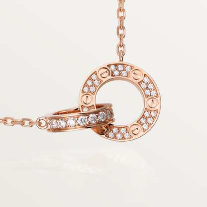 [Olivia JW]LOVE 7.6MM NECKLACE ROSE GOLD AND SILVER  FULL DIAMOND