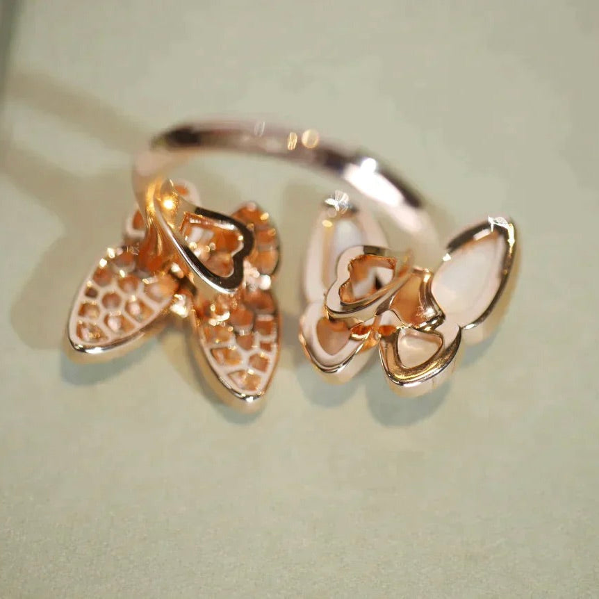 [Olivia JW]TWIN BUTTERFLY DIAMOND MOP RING