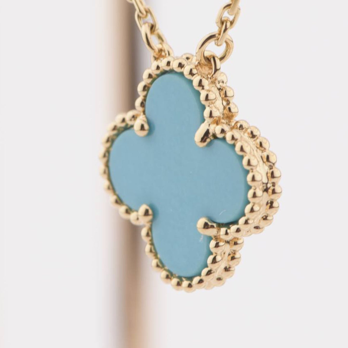 [Olivia JW]CLOVER 15MM VINTAGE TURQUOISE NECKLACE