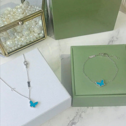 [Olivia JW]BUTTERFLY TURQUOISE BUTTERFLY BRACELET SILVER