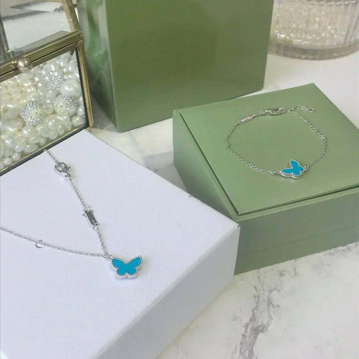 [Olivia JW]BUTTERFLY TURQUOISE BUTTERFLY BRACELET SILVER