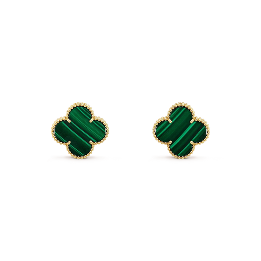 [Olivia JW]CLOVER MINI 9.5MM MALACHITE  EARRINGS