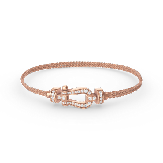 [Olivia JW]FORCE SMALL HORSESHOE  DIAMOND CHAIN ROPE BRACELET