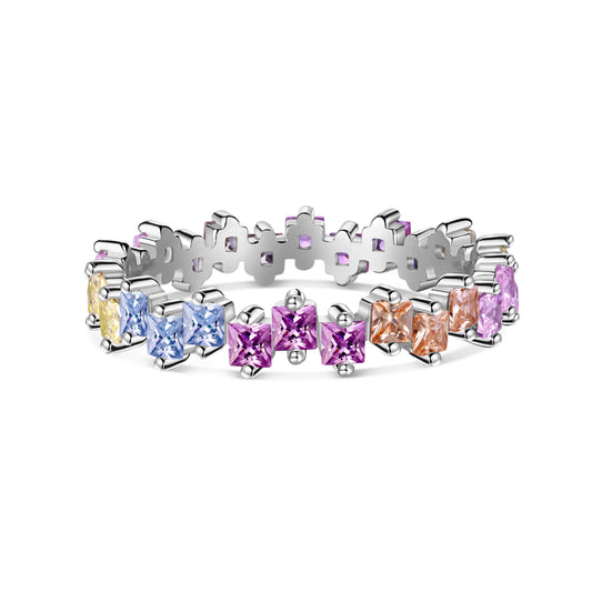 [Olivia JW]Mixed Colorful Square Staggered Rings