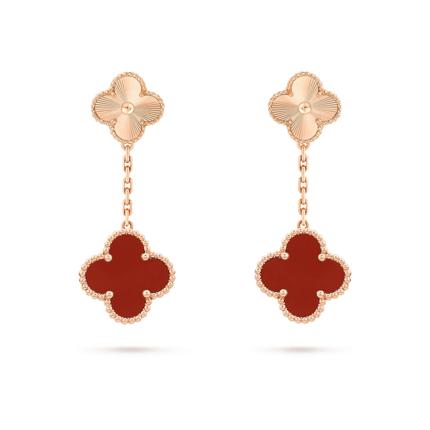 [Olivia JW]CLOVER 2 MOTIF  LASER CARNELIAN EARRINGS