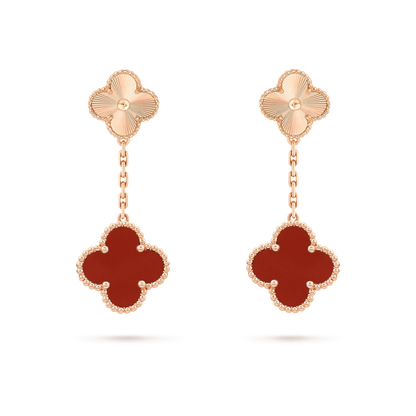 [Olivia JW]CLOVER 2 MOTIF  LASER CARNELIAN EARRINGS
