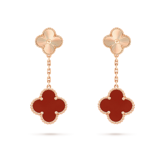[Olivia JW]CLOVER 2 MOTIF  LASER CARNELIAN EARRINGS
