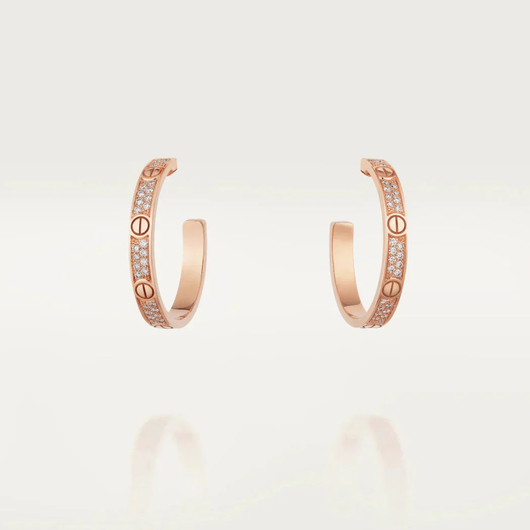 [Olivia JW]LOVE DIAMOND PINK GOLD HOOP EARRINGS