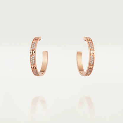 [Olivia JW]LOVE DIAMOND PINK GOLD HOOP EARRINGS