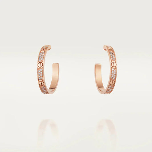 [Olivia JW]LOVE DIAMOND PINK GOLD HOOP EARRINGS