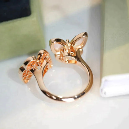[Olivia JW]TWIN BUTTERFLY DIAMOND MOP RING