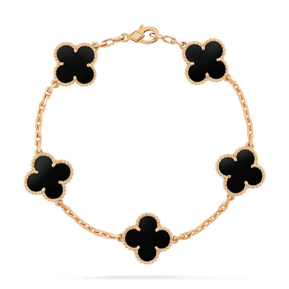 [Olivia JW]CLOVER  5 MOTIFS BLACK ONYX BRACELET