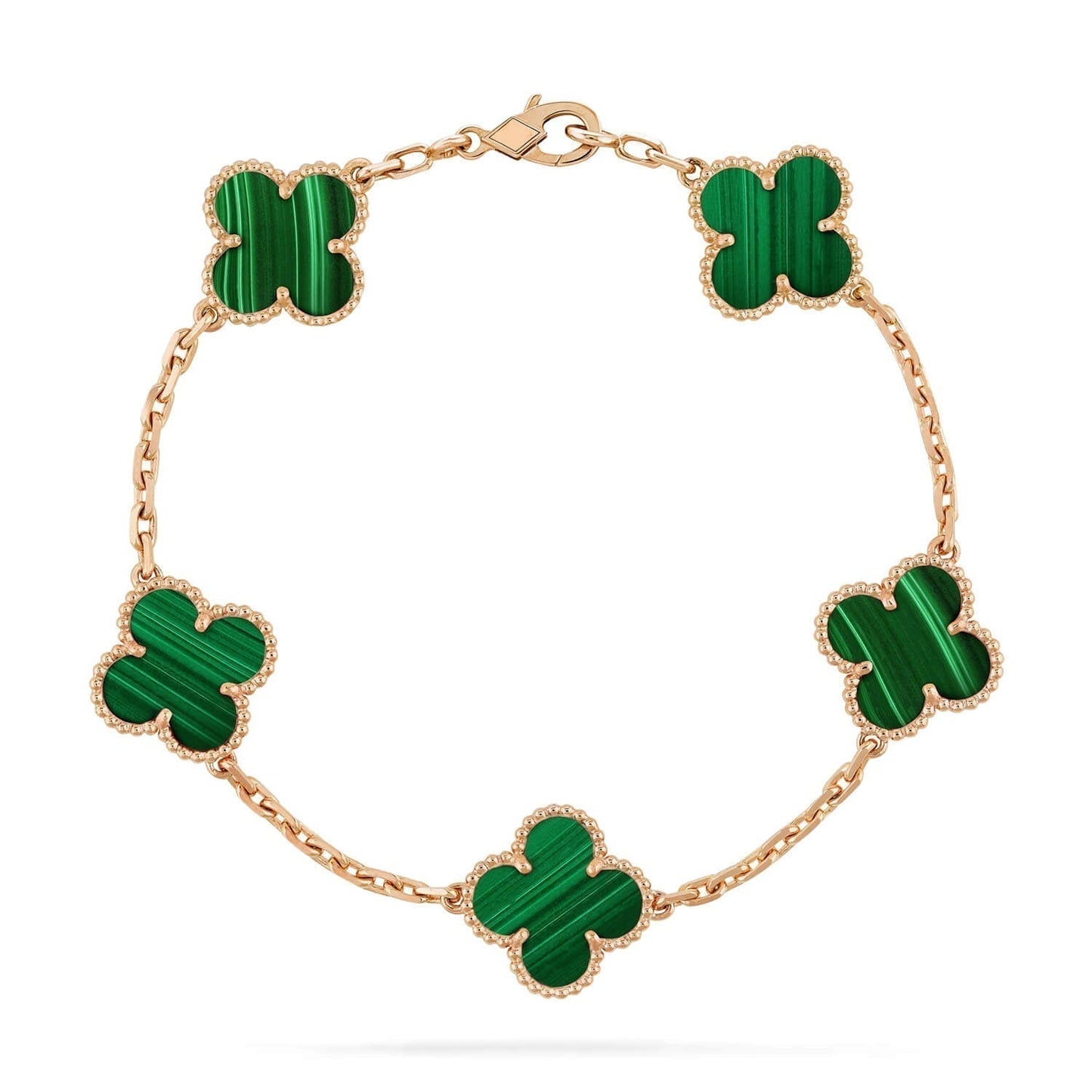 [Olivia JW]CLOVER 5 MOTIFS MALACHITE BRACELET