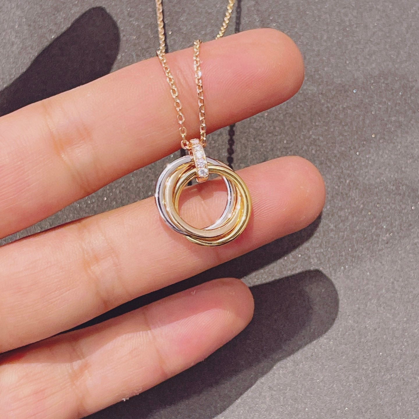 [Olivia JW]TRINITY NECKLACE GOLD  DIAMONDS