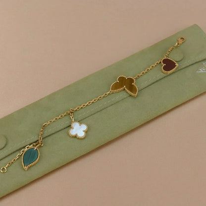 [Olivia JW]LUCKY SPRING 5 MOTIF GOLD BRACELET