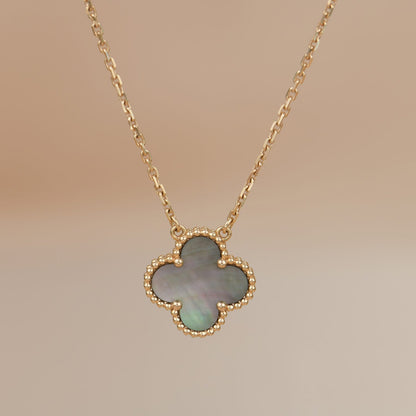 [Olivia JW]CLOVER 15MM  GRAY MOTHER OF PEARL NECKLACE