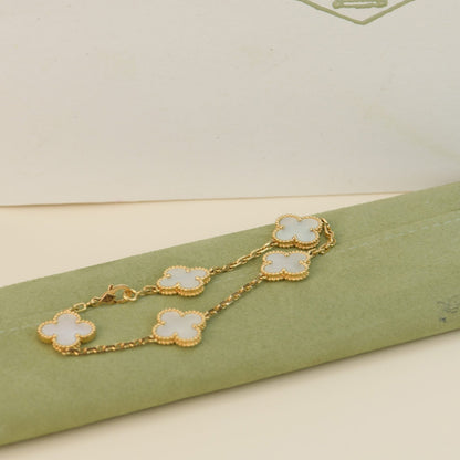 [Olivia JW]CLOVER  5 MOTIF WHITE MOP BRACELET