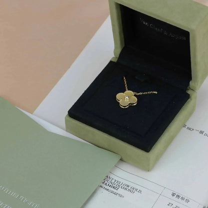 [Olivia JW]CLOVER 15MM DIAMOND GOLD MOTHER OF PEARL NECKLACE
