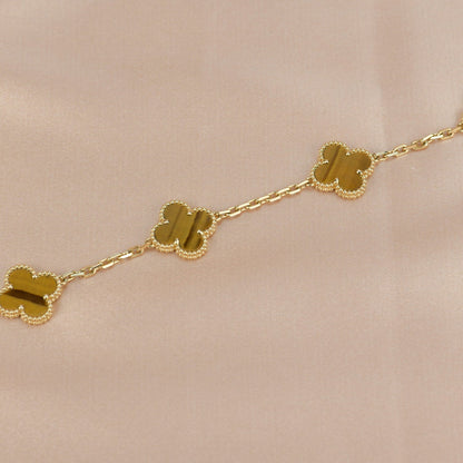 [Olivia JW]CLOVER  5 MOTIFS TIGER EYE BRACELET