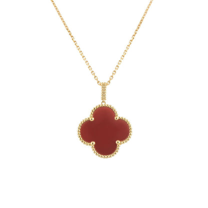 [Olivia JW]CLOVER 25MM NECKLACE GOLD CARNELIAN