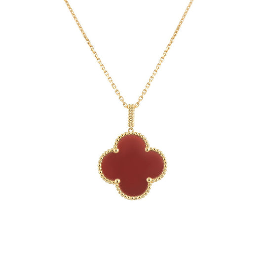 [Olivia JW]CLOVER 25MM NECKLACE GOLD CARNELIAN
