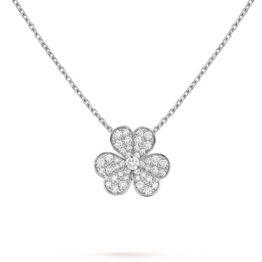 [Olivia JW]CLOVER DIAMOND NECKLACE SILVER