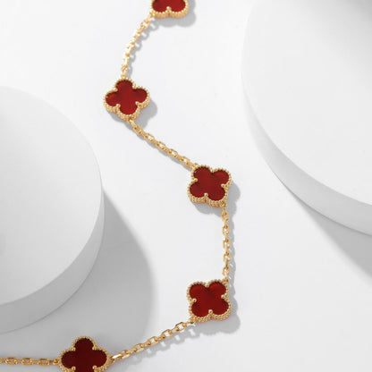 [Olivia JW]CLOVER 10 MOTIFS CARNELIAN NECKLACE
