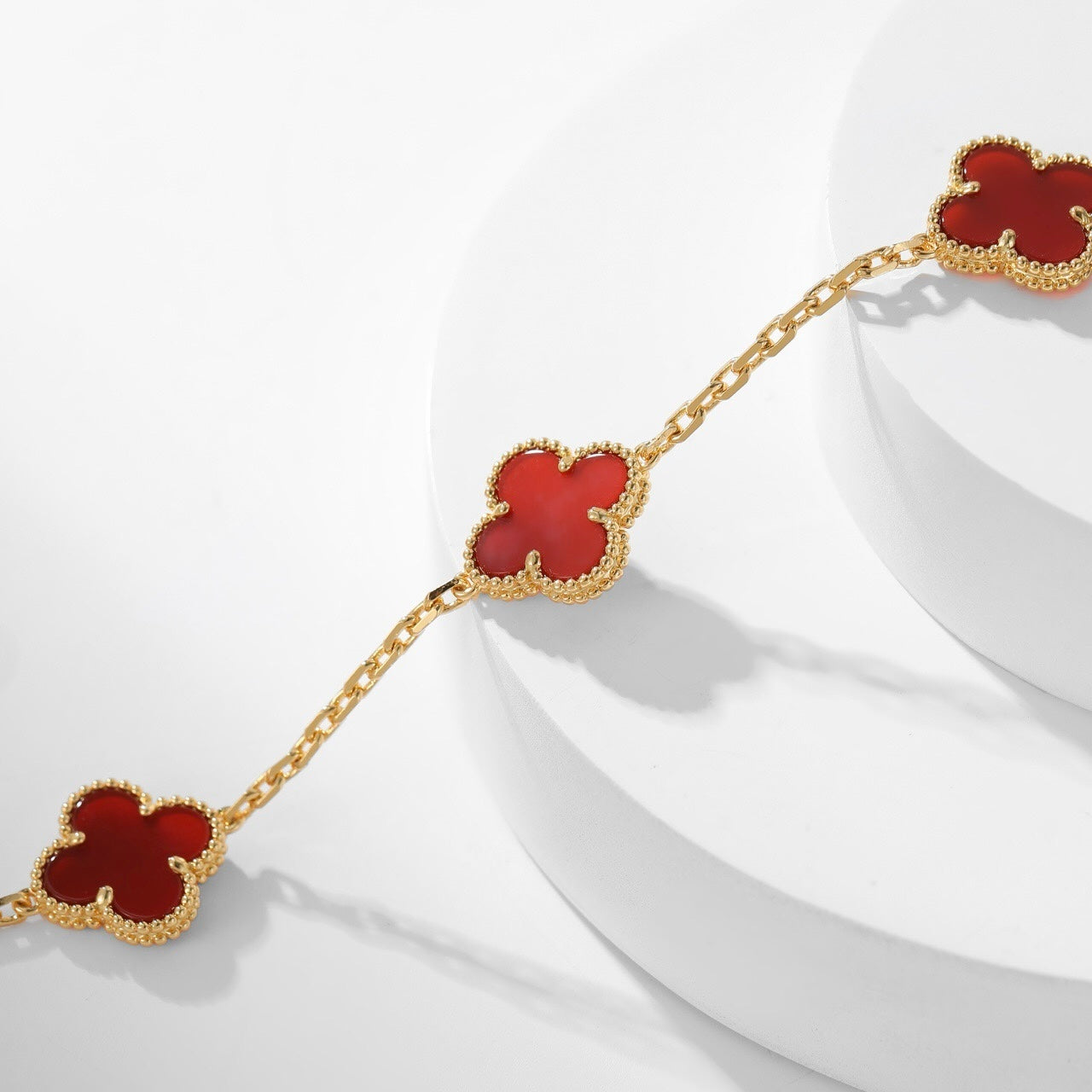 [Olivia JW]CLOVER 10 MOTIFS CARNELIAN NECKLACE