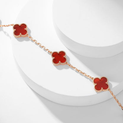[Olivia JW]CLOVER 10 MOTIFS CARNELIAN NECKLACE