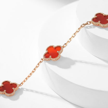 [Olivia JW]CLOVER 10 MOTIFS CARNELIAN NECKLACE