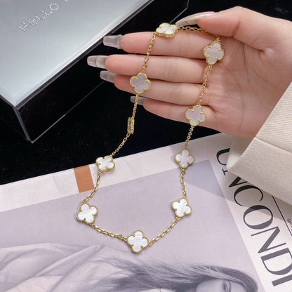 [Olivia JW]CLOVER 10 MOTIFS WHITE MOTHER OF PEARL NECKLACE