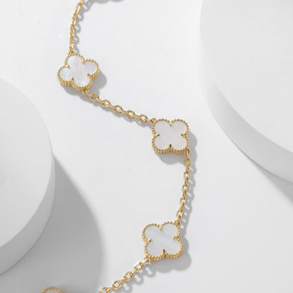 [Olivia JW]CLOVER 10 MOTIFS WHITE MOTHER OF PEARL NECKLACE