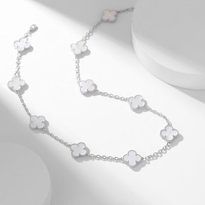 [Olivia JW]CLOVER 10 MOTIFS WHITE MOTHER OF PEARL NECKLACE