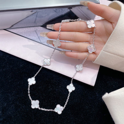 [Olivia JW]CLOVER 10 MOTIFS WHITE MOTHER OF PEARL NECKLACE