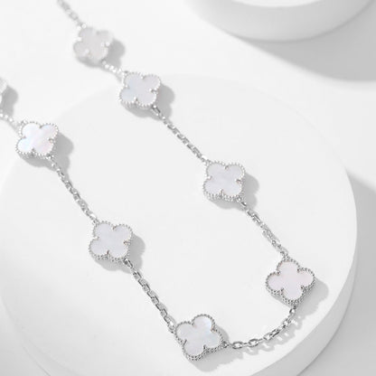 [Olivia JW]CLOVER 10 MOTIFS WHITE MOTHER OF PEARL NECKLACE