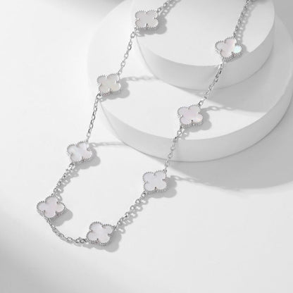[Olivia JW]CLOVER 10 MOTIFS WHITE MOTHER OF PEARL NECKLACE