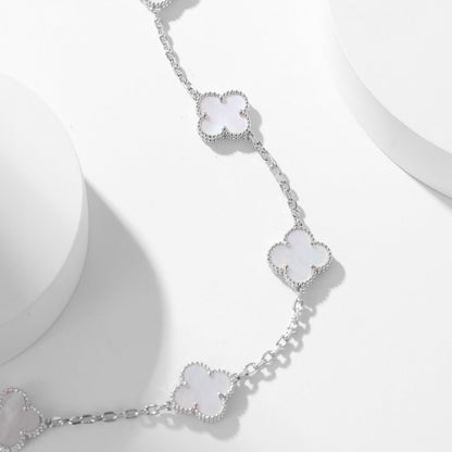[Olivia JW]CLOVER 10 MOTIFS WHITE MOTHER OF PEARL NECKLACE