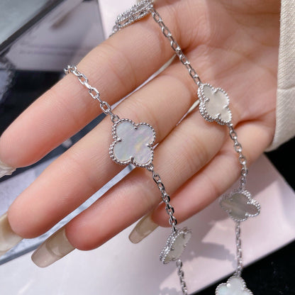 [Olivia JW]CLOVER 10 MOTIFS WHITE MOTHER OF PEARL NECKLACE