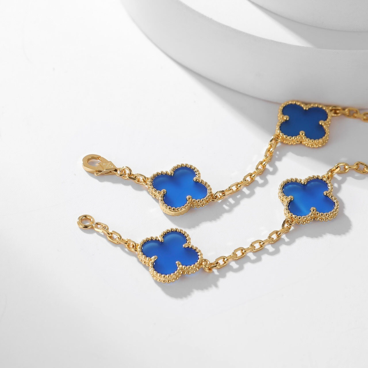 [Olivia JW]CLOVER 10 MOTIFS BLUE AGATE NECKLACE