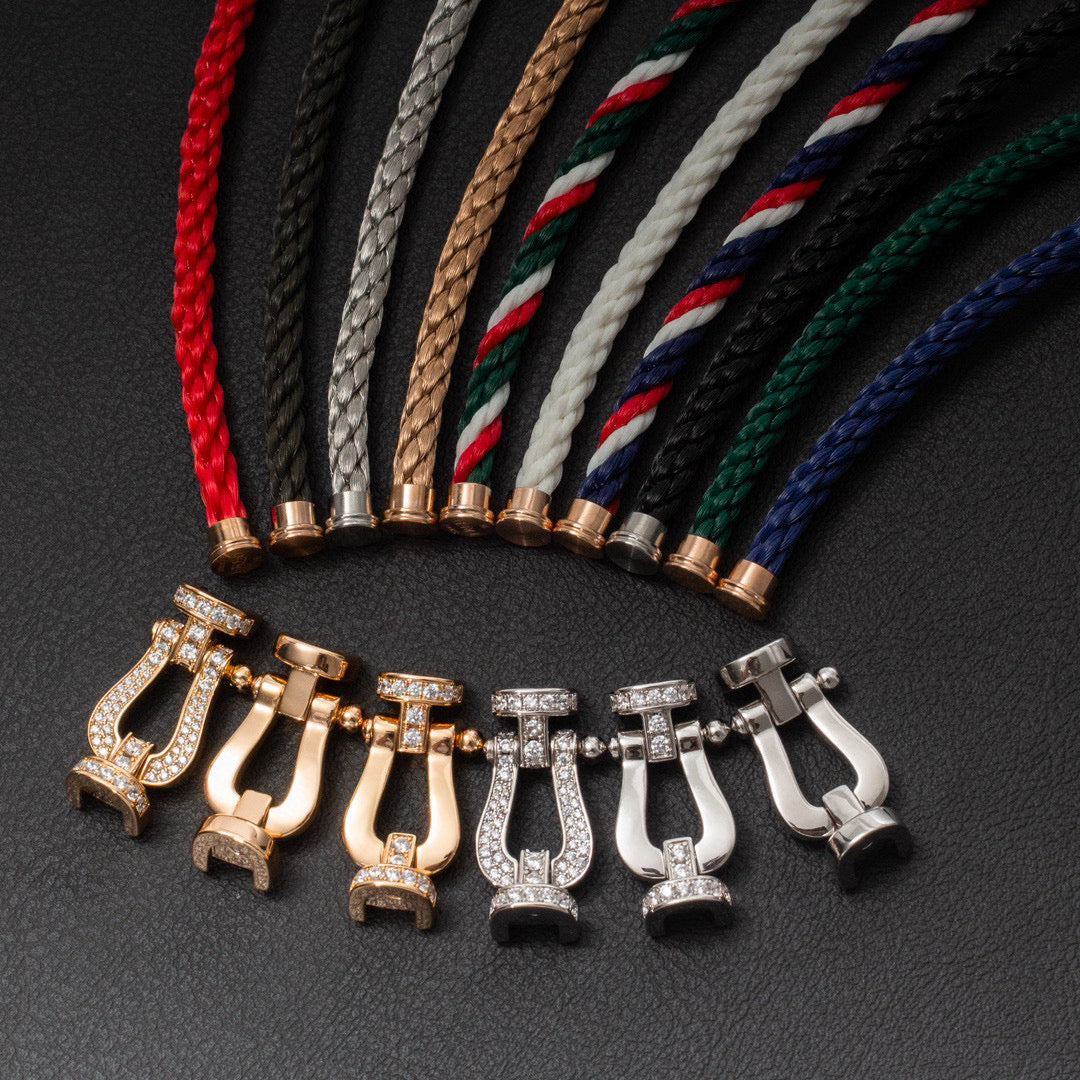 [Olivia JW]FORCE LARGE HORSESHOE HALF DIAMOND BRACELET SILVER