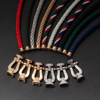 [Olivia JW]FORCE LARGE HORSESHOE HALF DIAMOND BRACELET SILVER