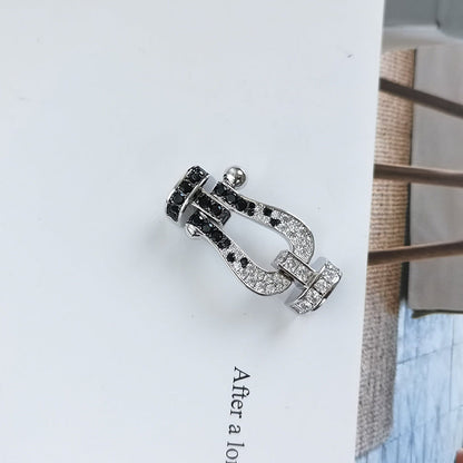 [Olivia JW]FORCE LARGE HORSESHOE BLACK WHITE DIAMOND BRACELET ROSE GOLD