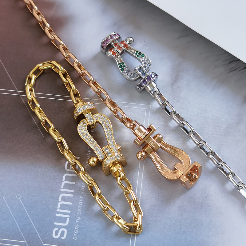[Olivia JW]FORCE LARGE HORSESHOE CLASP  METAL BRACELET