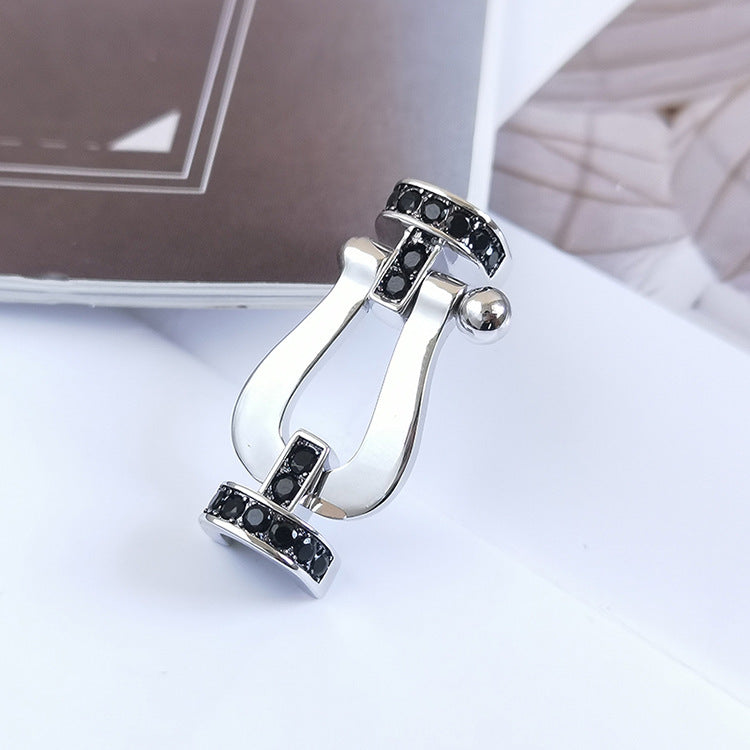 [Olivia JW]FORCE LARGE HORSESHOE BLACK DIAMOND BRACELET SILVER