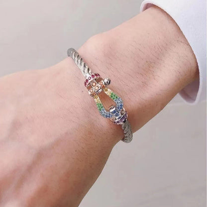[Olivia JW]FORCE LARGE HORSESHOE  COLORED DIAMOND BRACELET ROSE GOLD
