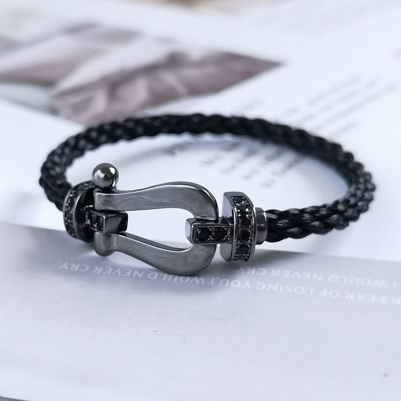 [Olivia JW]FORCE LARGE SERIES HORSESHOE BLACK SAMURAI BRACELET